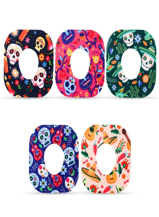 XIHIRCD 25 قطعة من اللصقات اللاصقة، 5 أنماط من لصقات مستشعر جهاز مراقبة السكر CGM، أغطية مستشعر مقاومة للماء، ملصقات فوق المستشعر مقاومة للعرق، ملحقات لجهاز Dexcom G7 (يوم الموتى) - Image 1